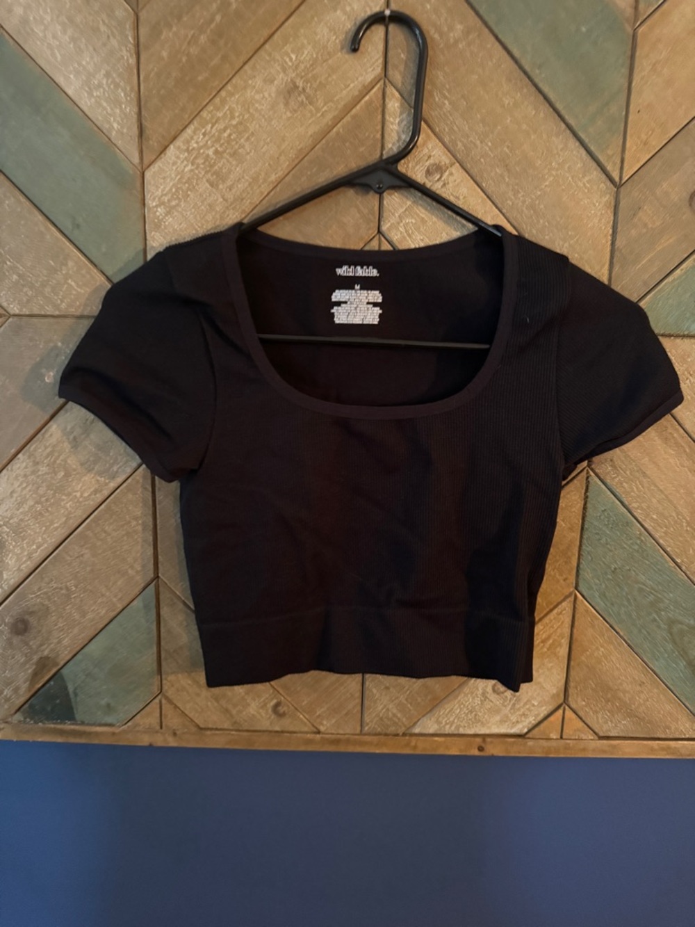 wild fable Black Ribbed Scoop Crop Tee
